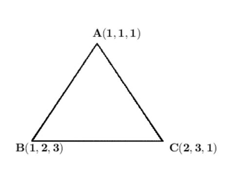 Find the area of a triangle having the points A(1,1,1),B(1,2,3)and C(2 ...