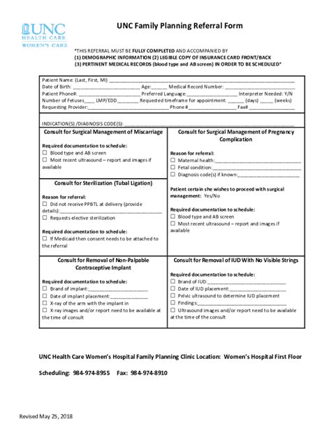 Fillable Online UNC Family Planning Referral Form Fax Email Print ...