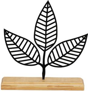 The Next Decor Metal Lovely Leaf Showpiece on Wood Base Wire Art ...