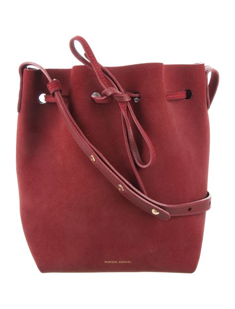 Mansur Gavriel Suede Drawstring Bucket Bag - Red Bucket Bags, Handbags ...