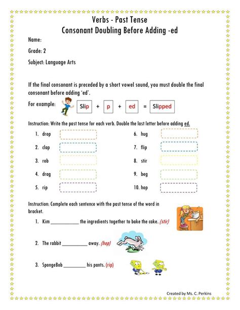 Image result for Past Tense Ed Worksheet