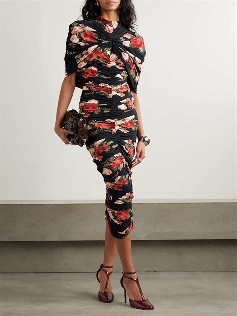 MAGDA BUTRYM Ruched layered floral-print jersey maxi dress | NET-A-PORTER