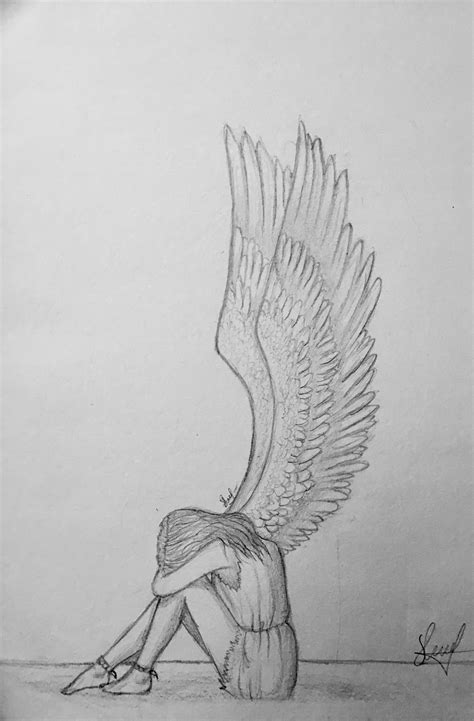 Drawings Of Sad Angels Easy