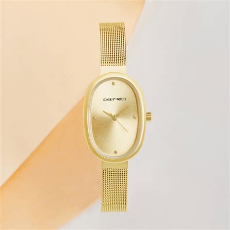 Shop Online Enola Aura Gold Oval Dial Watch with a Sleek Mesh Strap by ...