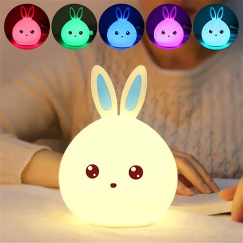 Rechargeable Rabbit LED Night Light Cute Bunny Light Multicolor ...