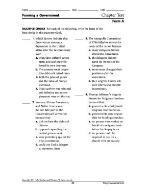 Forming A Government Chapter 5 Test Form A Answers - Fill and Sign ...