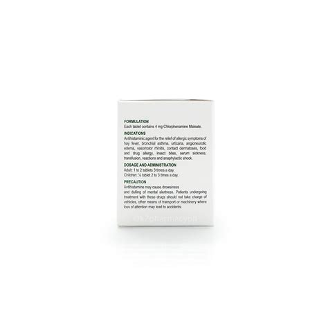 Antamin Chlorphenamine Maleate 4mg Tablets