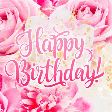 Elegant Floral Happy Birthday Animation GIF - Download on Funimada.com
