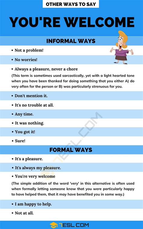 60+ Creative Ways To Say "You're Welcome" in English • 7ESL