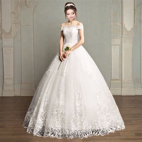 Buy White Wedding Ball Gown with Off-the-Shoulder in India|Gownlink ...