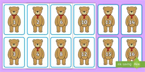 Teddy Bear 0-20 Number Cards (teacher made) - Twinkl