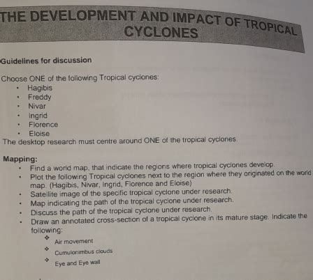 Solved: THE DEVELOPMENT AND IMPACT OF TROPICAL CYCLONES Guidelines for ...