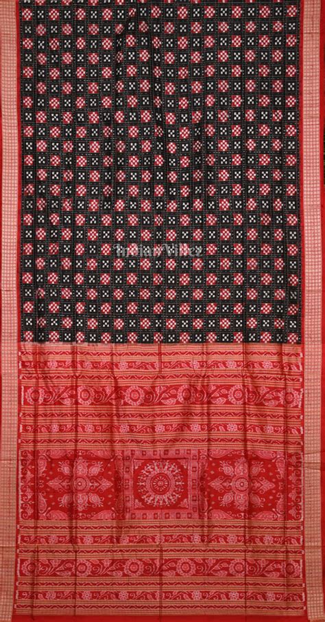Exclusive Black Red Mini Paspali Odisha Ikat Sambalpuri Silk Saree ...