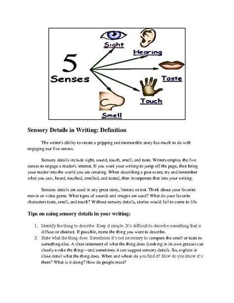 WEEK 002 Module Sensory Details in Writing - Sensory Details in Writing ...
