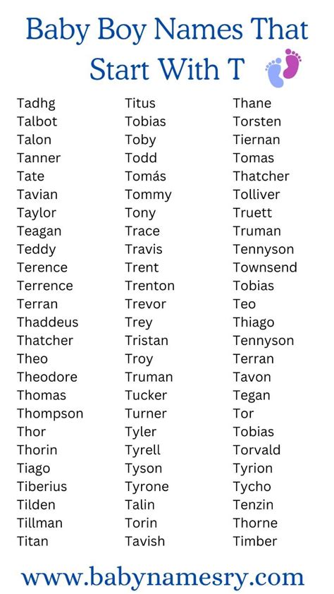 Discover unique and popular baby boy names that start with t - Artofit