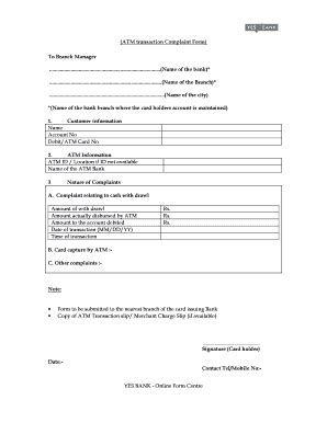 Fillable Online yesbank YES BANK - Online Form Centre (ATM transaction ...