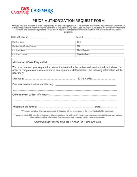 Prior Authorization Request Form - Cvs Caremark - Fill Out, Sign Online ...