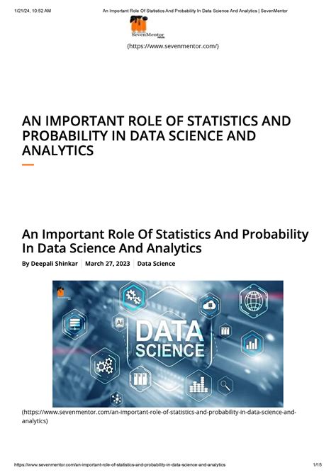 An Important Role Of Statistics And Probability In Data Science And ...