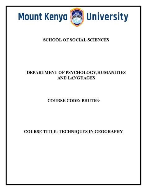 BHU1109 Techniques in Geography: Lesson 1 - Terminologies & Symbols ...