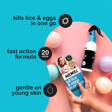 NitWits All-in-One Head Lice Treatment Spray, Kills Nits & Eggs, Includes Lice Spray 120ml & Nit ...