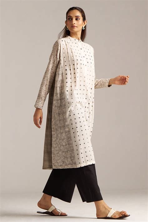 Off White and Black Print Linen Co-ord Set - Ganga Fashions