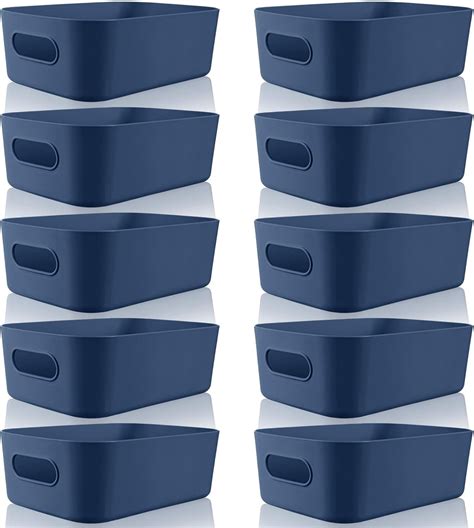 Plastic Storage Bins 10 Pcs Blue Pantry Organizer Bins Small Baskets ...