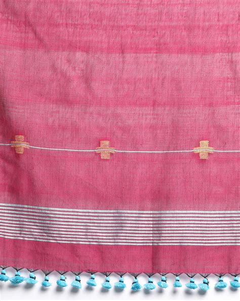 Black Handloom Cotton Jamdani Dupatta with tassels I ArtEastri – Arteastri
