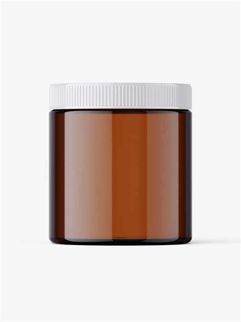 Jar with tampered lid mockup / amber - Mockups Design