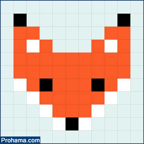 Fox Pixel Art Grid | Simple Pixel Art
