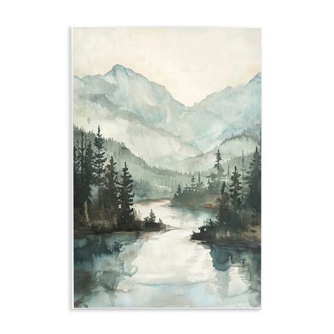 Stupell Industries Mountain River View Wall Plaque Art Design by LSR ...