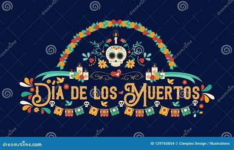 Day of the Dead Spanish Language Greeting Card Stock Vector ...