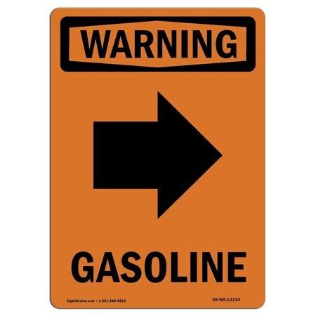 Signmission Safety Sign, OSHA WARNING, 10" Height, Aluminum, Gasoline ...