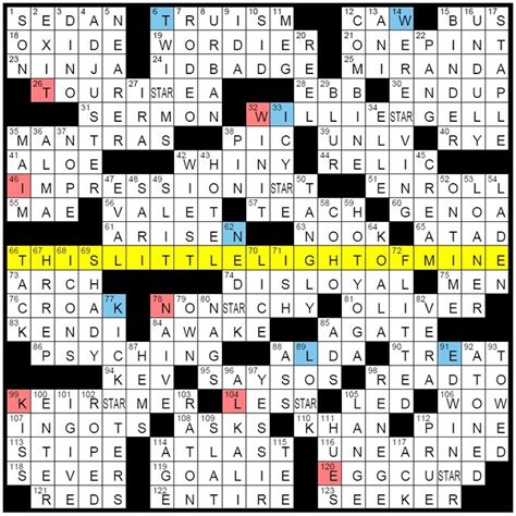 Solution to Evan Birnholz's Nov. 30 crossword, 'Bright Spots' - The ...
