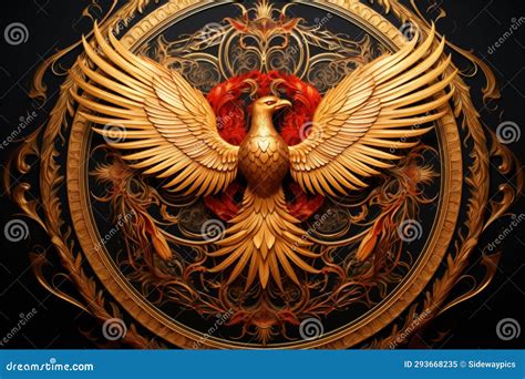 Gilded Phoenixes, Symbols of Rebirth and Resurrection, with Feathers of ...