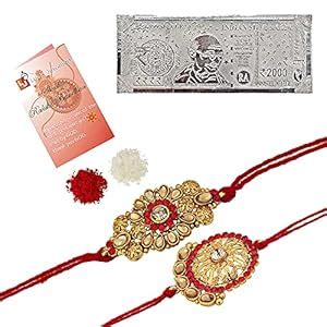 Buy Lucky Jewellery 18 K Gold Plated 99.99 Silver Pure Chandi Two ...