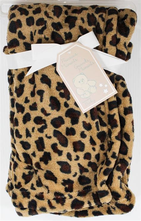 CHEETAH PRINT PRECIOUS MOMENTS FLEECE BABY BLANKET