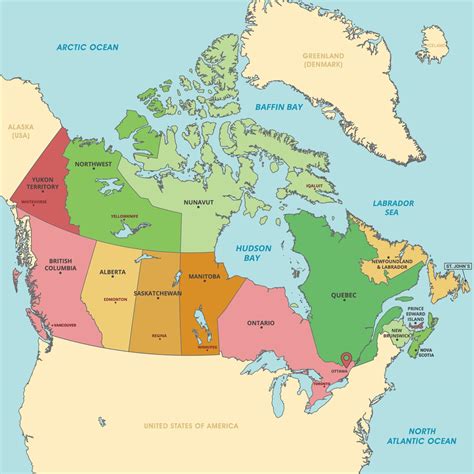 Detailed Country Map of Canada and Surrounding Borders 21226130 Vector Art at Vecteezy