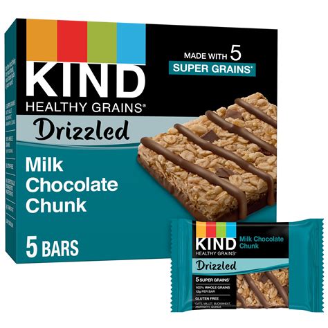 KIND Healthy Grains Bars, Milk Chocolate Chunk, 1.16 oz, 5 Count - Walmart.com