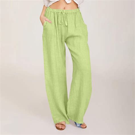 Viadha Women Plus Size Cotton Linen Wide Leg Pants Casual Loose Fit ...