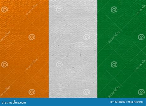 Cote D`ivoire - Ivory Coast Flag on Canvas Stock Illustration ...