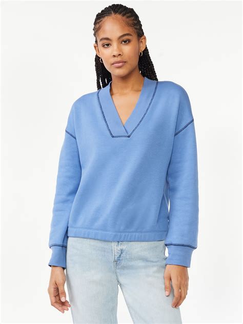 Free Assembly Women's V-Neck Sweatshirt with Long Sleeves - Walmart.com