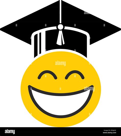 smiling emoticon with graduation cap. Vector icon Stock Vector Image ...