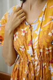 Mustard Printed Cotton jumpsuit loungewear – Sanskruti Homes