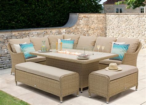 Bramblecrest Monterey Sandstone Rattan L-Shape Sofa with Rectangle ...