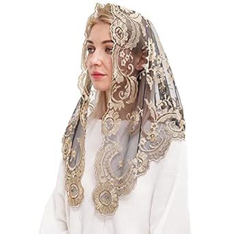 Buy Embroidery Lace Veils Catholic Church Mantillas Chapel Scarf Lace ...