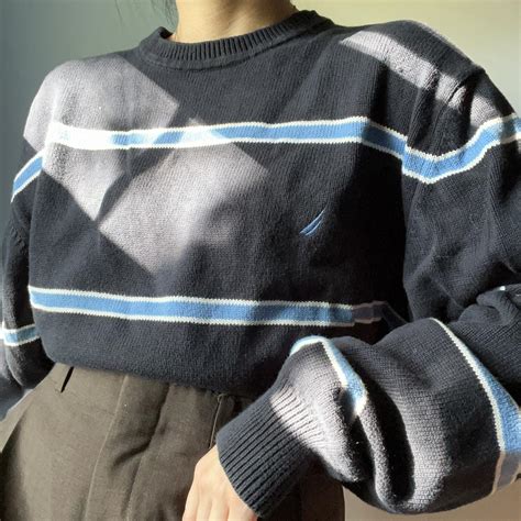 🌊Nautica Striped Blue & Navy Sweater🌊 Men’s XL on... - Depop