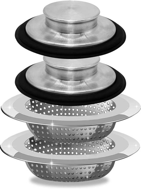 4PCS Kitchen Sink Drain Strainer Kitchen, 3.37IN Sink Stopper Sink ...