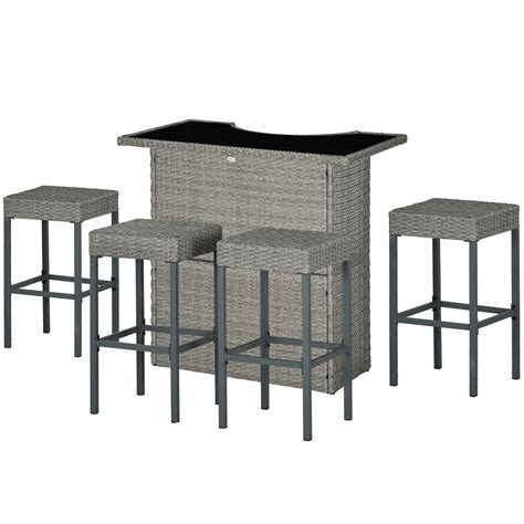 Outsunny 5-Pieces Bar Height Patio Furniture, High Top Patio Table and ...