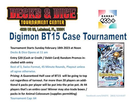 Decks & Dice Digimon BT15 Exceed Apocalypse Case Tournament, Decks ...