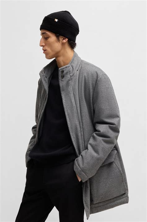 BOSS - Logo-embroidered beanie hat in wool and cotton - Black